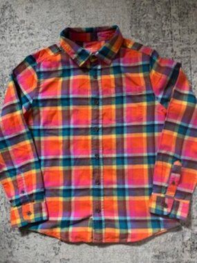 🧡3/15 Cat & Jack Rainbow Plaid Long Sleeve Shirt Kids Unisex Boys L(10-12)